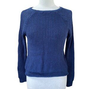Brandy Melville Chunky Knit Crop Sweater OS Blue Beach Preppy Rolled Hem